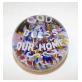 Vintage confetti art glass paperweight,