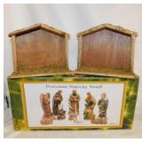 Porcelain Christmas nativity set in box - 2 small