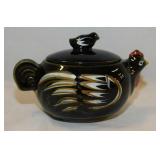 1930's Sonsco Japan redware chicken sugar bowl w/