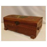 Vintage carved wood dresser box -