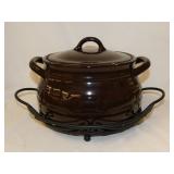 Longaberger Chocolate Brown Pottery Soup Tureen