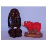1970's Enesco redware sad Bassett Hound dog coin