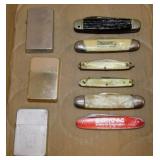 6 pocket knives - 3 lighters