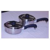 2 Saladmaster stainless pans w/ lids, both clean