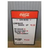 Coca-Cola menu sign board w/ letters & numbers,