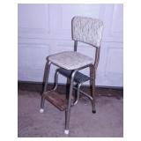 Mid Century kitchen step stool w/ flip up seat