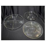 4 glass platters - 3-toed glass candy bowl