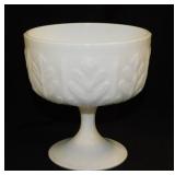 1978 milk glass oak leaf pedestal compote planter