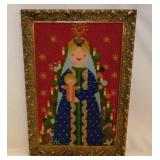 Antique Christmas cross stitch art in gilded
