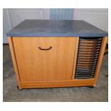 Rolling filing drawer unit w/ DVD storage on side,