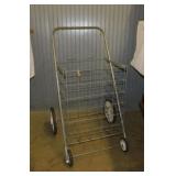 Vintage wire metal folding market shopping cart