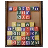 Vintage wooden letter, number & picture toy