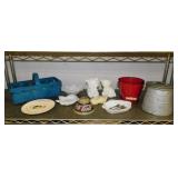 Galvanized bucket w/ lid - Enamelware pail - Baby