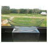 Large polished glass banana split bowl, 11: long