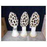 3 concrete patio garden yard art morel mushroom