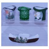 Fenton emerald Daisy & Button glass mini top hat,