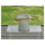 Fenton Gold Crest milk glass top hat, 4.5" brim