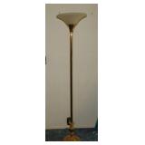 Brass & glass torchiere floor lamp