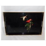 Otagiri black lacquerware tray w/ hummingbird