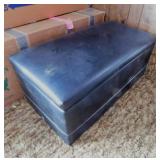 Vinyl upholstered storage bench seat ottoman,