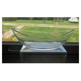 Large polished glass banana split bowl, 11" long