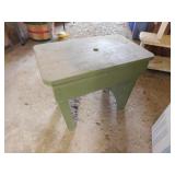 Primitive painted bench stool, nail construction,