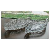 2 American Brilliant heavy crystal canoe relish