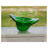 Rare mottled emerald glass Bowler Derby hat w/