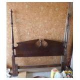 Cherry traditional style pediment headboard bed,
