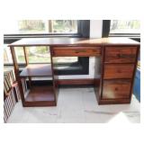 Wooden 4 drawer knee hold desk, 53.5" x 17" x 30"