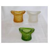 3 Fenton Daisy & Button glass hats: Amber, Olive