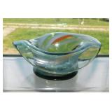 Heavy swirl glass Cowboy hat w/ bubbles, 4.75"