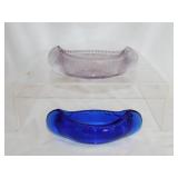 Cobalt & amethyst glass canoes