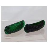 Pair of Fenton emerald glass Daisy & Button