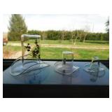 3 small test tube glass top hats including a