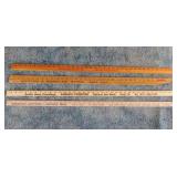 4 vintage wooden advertising yardsticks: