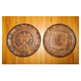 2 nice pyrography wood platters from Germany