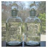 2 antique Wheaton Glass apothecary bottles w/