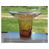 Rare Bischoff Orange Dimpled glass top hat vase