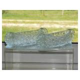 Pair of Fenton Daisy & Button glass canoe candle