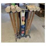 Vintage wood croquet game set w/ stand