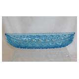 Fenton Aqua Blue Daisy & Button glass canoe