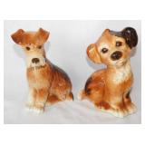2 vintage ceramic dog figurines, 6.5" tall