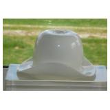 Large milk glass Bowler Derby hat w/ pontil scar,