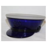 1916 Paden City cobalt glass military cap hat