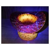 Large Fenton Amberina Daisy & Button glass top