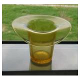 Stylized amber glass top hat w/ bubbles, 4" brim