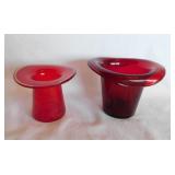 Cadmium red crackle glass top hat w/ pontil scar