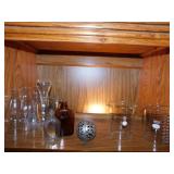 Pierced metal orb cage on chain - Pyrex glass