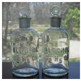 2 antique Wheaton Glass apothecary bottles w/